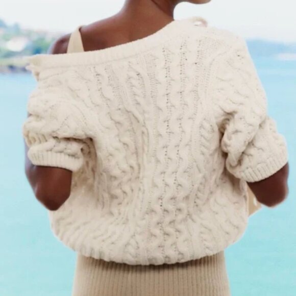 Zara cream/beige short sleeve sweater - Picture 4 of 4